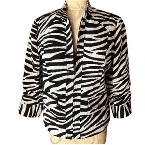 CHICO’S Zebra Jacket - Zip 3/4 sleeve